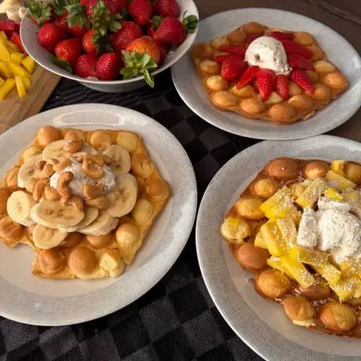 Serviervorschlag für Bubble Waffel Apfelwunder